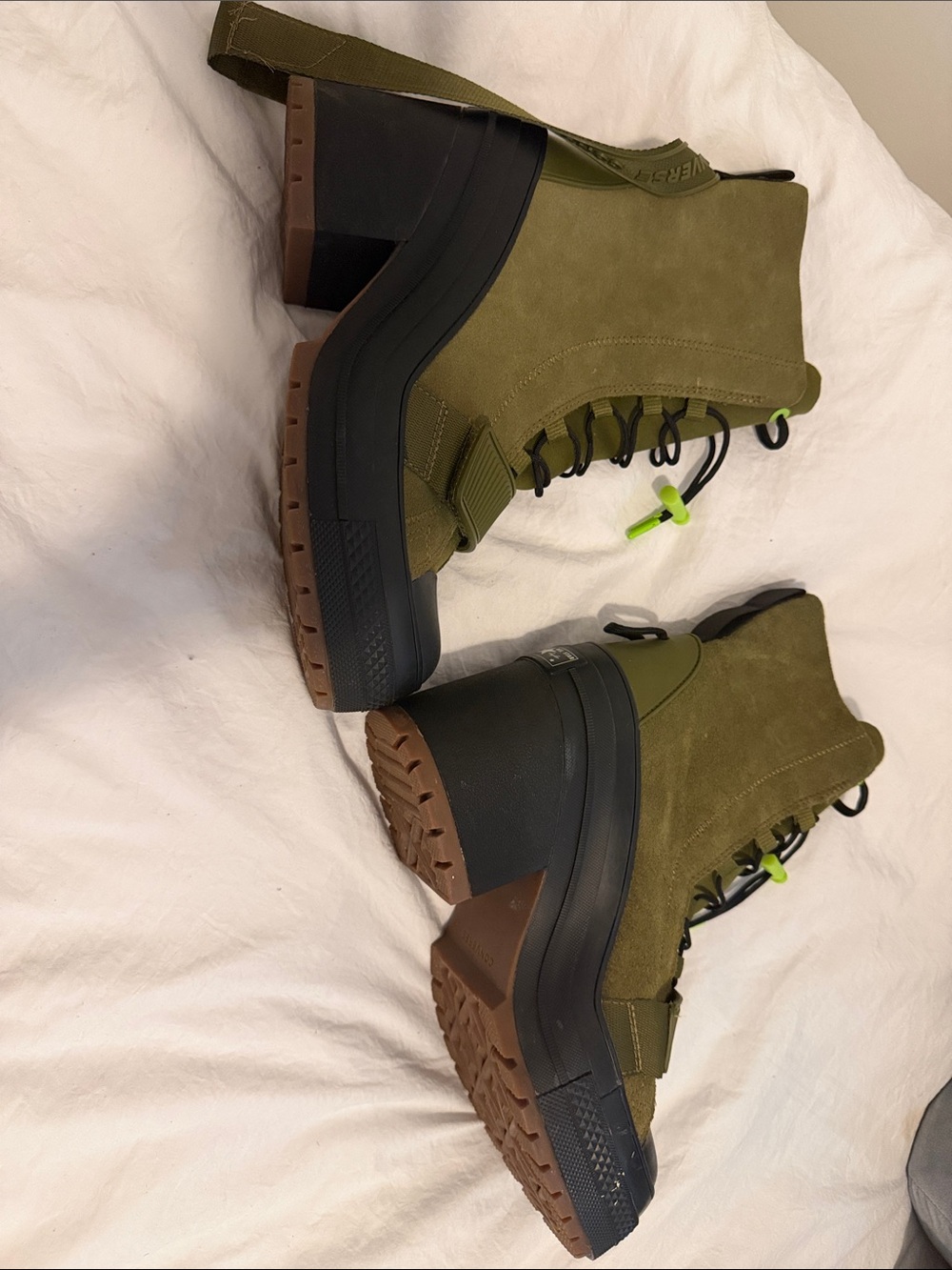 Converse Olive Green Platform Lace-Up Combat Boots